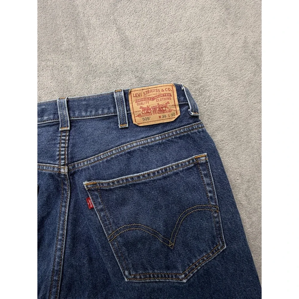 Levis 505 Jeans‎ Mens Measured 37x28 Blue Regular Fit Straight Leg Medium Wash